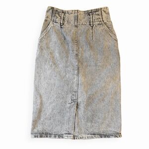 Vintage Chic Made USA Acid Wash Retro Denim Western Pencil Skirt Size 12